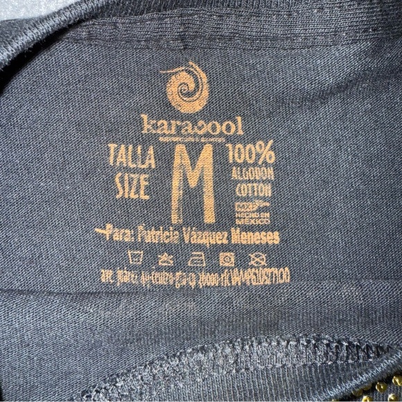 Karacool Cervantino Black T-Shirt with Gold Skull Design GTO MEX Medium - Picture 3 of 9